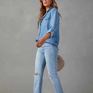 Aria Denim Button-Up