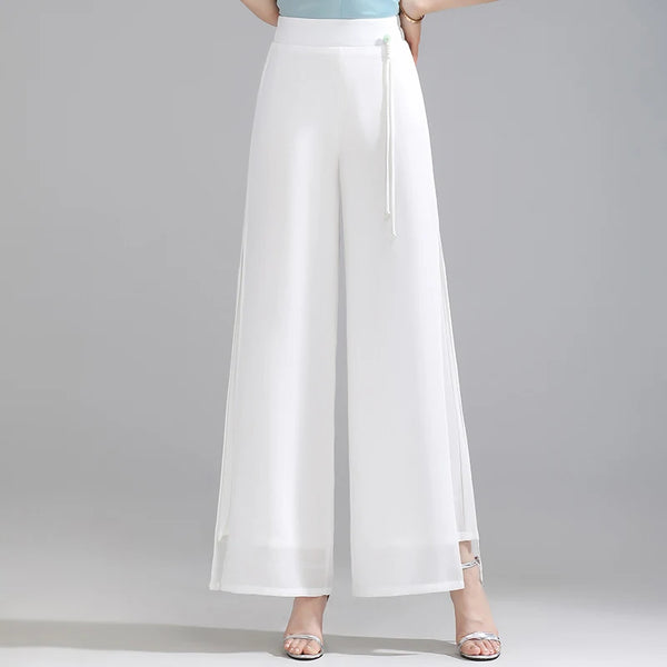 Olivia Chiffon Wide-Leg Pants