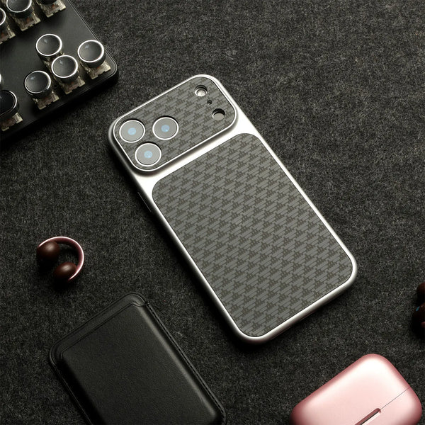 Unisex gray geometric phone case back view 10 — protective — Carbon MagSafe iPhone Case — Sonverdano