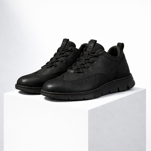 Men's Black shoe with leather — everyday footwear