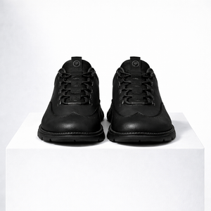 Men's Black shoe with leather — everyday footwear
