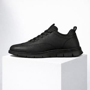 Men's Black shoe with leather — everyday footwear