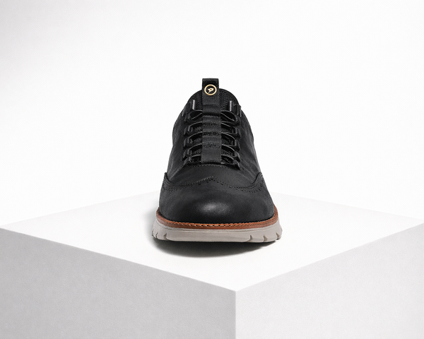 Men's Black shoe with leather — everyday footwear