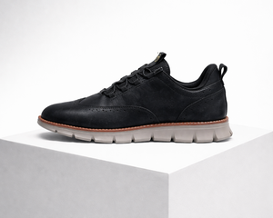 Men's Black shoe with leather — everyday footwear