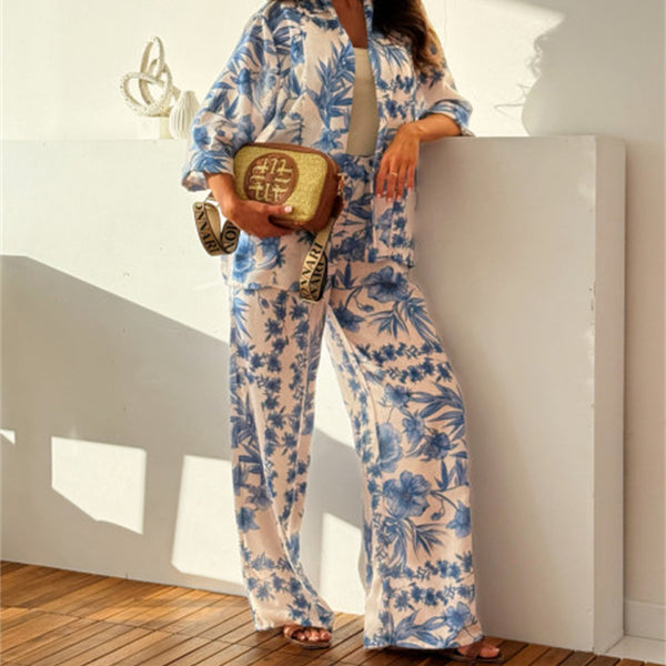 Women's gabby side view — versatile — Gabby Azulejo Relaxed 2-Piece Set — Sonverdano