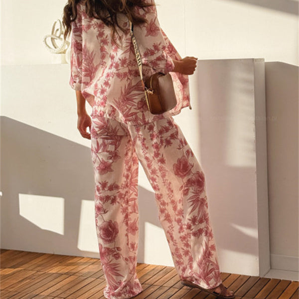 Women's gabby detail view — versatile — Gabby Azulejo Relaxed 2-Piece Set — Sonverdano