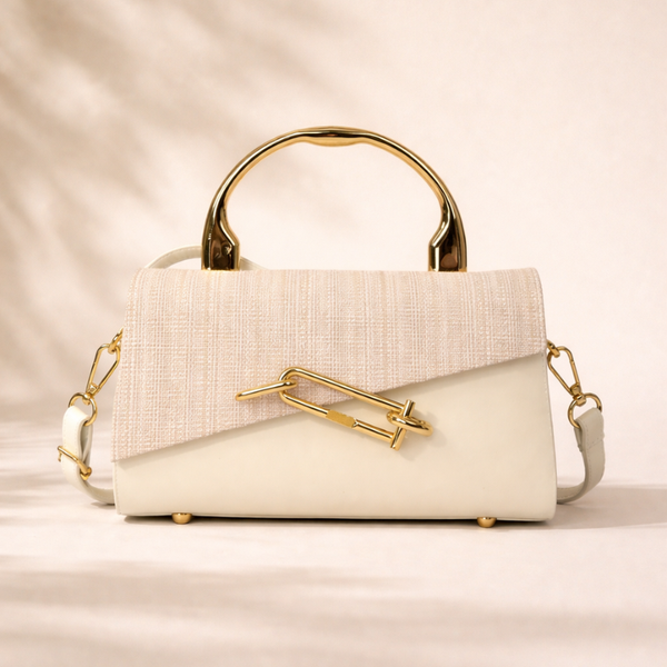 Women's beige handbag back view — everyday — PR-0613 - Women Rhinestone Crossbody Handbag PU Leather — Sonverdano