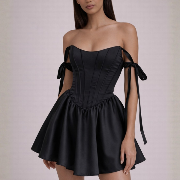 Silky Satin Lace-Up Corset Mini Dress | Sonverdano Silky Satin Lace-Up Corset Mini Dress | Sonverdano